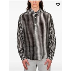 Ami Paris Gingham button down shirt 40 black gray classic quiet luxury preppy